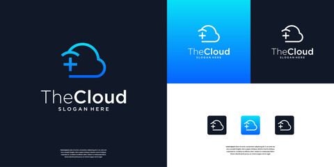 cloud technology with healthy medical combination logo design inspiration
