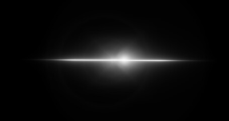 Light flare moving overlay asset in black 4K. Long arm shining lens flare light leak realistic stock video for a montage visual title beat animation. Creative spotlight sparkle abstract flash