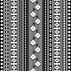 Black and White floral stripes pattern