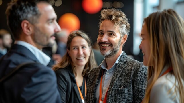 Group of professionals networking at a business conference
