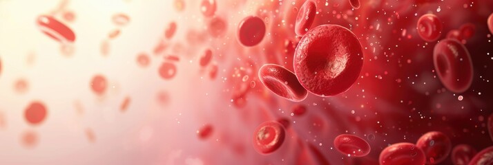 World Thrombosis Day. Horizontal banner. Blood cells. Close-up. Medical template. Blood diseases, artery and vein disease, donation concept. Free space for text