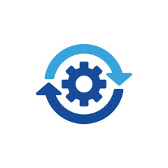 gear icon color or logo illustration glyph color blue style