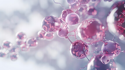 Close-up of pink molecular structure with blurred background