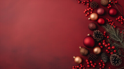 A red background with a bunch of red and gold ornaments