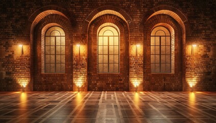 Obraz premium Interior of Empty Pool with Curved Wooden Wall and LED Lighting in High-End Architectural Style