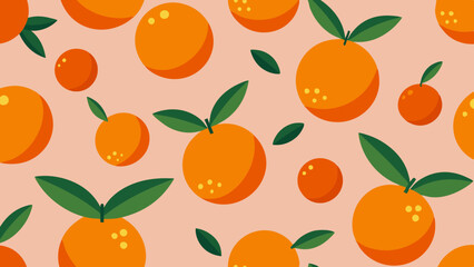 Orange Fruit Pattern on a Pink Background
