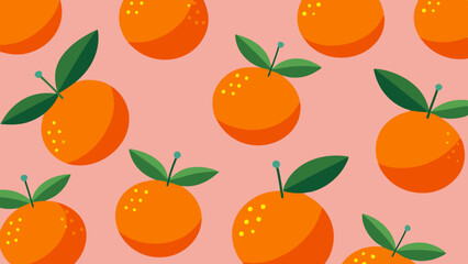 Orange Fruit Pattern on a Pink Background