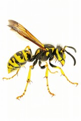 Close-up shot of a wasp on a clean white surface