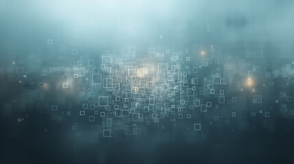 Obraz premium A blurry image of a cityscape with many squares and circles