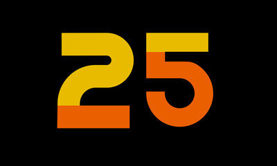 25 Orange Logo Number Half Yellow Simple