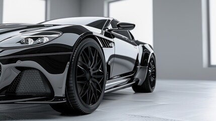 Black Luxury Sports Car in a Garage
