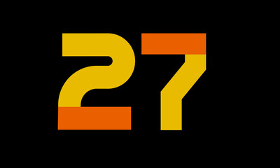 27 Orange Logo Number Half Yellow Simple