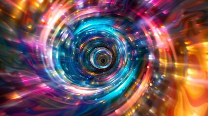 Obraz premium Vibrant abstract swirl of light with motion blur in multicolor, digital art concept