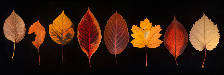 Fototapeta premium abstract autumn leaves on a black background