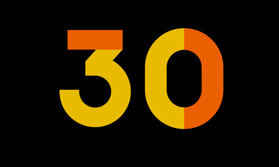 30 Orange Logo Number Half Yellow Simple