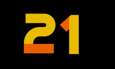 21 Orange Logo Number Half Yellow Simple