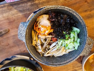 korean vegan vegetable food rice bibimbap