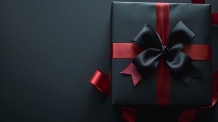 Black Gift Box with Red Ribbon