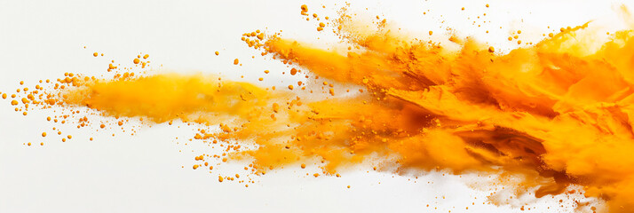 abstract yellow powder splash on white background
