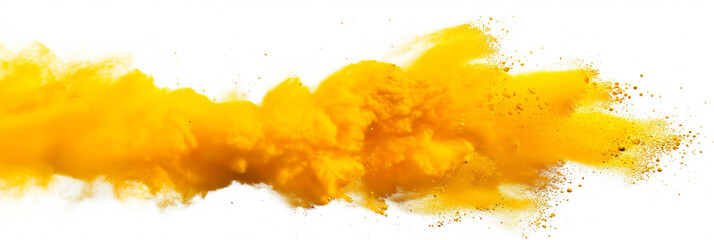 Fototapeta premium abstract yellow powder splash on white background