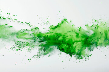 abstract green powder splash on white background