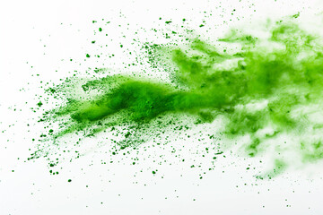 Obraz premium abstract green powder splash on white background