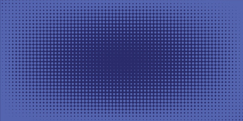 Halftone dots on a blue background. Comic pop art style blank layout. Template design for comic book, presentation, sale or web banner. Vector illustration