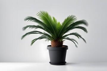 Obraz premium Sago palm plant in pot plain background, AI Generated