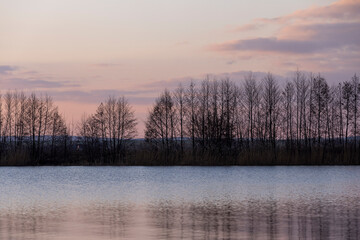 beautiful orange sky at sunset in spring