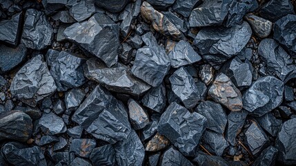 Texture and background of black stones in nature