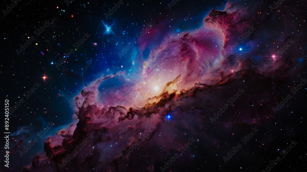 Wall mural the concept of nebula with galaxies in deep space cosmos. discovery outer space and stars in univers