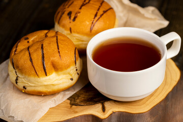 sweet dessert for tea with soft chocolate filling