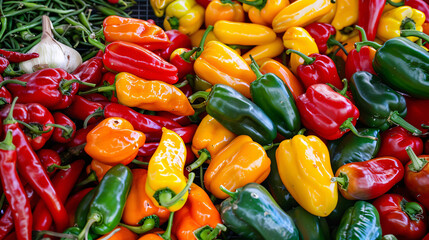 Colorful variety of fresh bell pepper