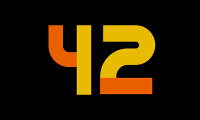 42 Orange Logo Number Half Yellow Simple