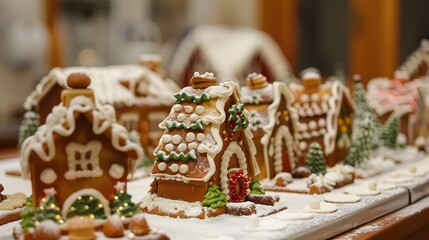 Intricate Gingerbread Houses Showcased in a Holiday Baking Competition