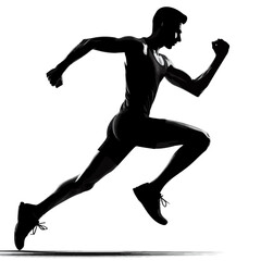 silhouette of a person running, silhouette of running man.