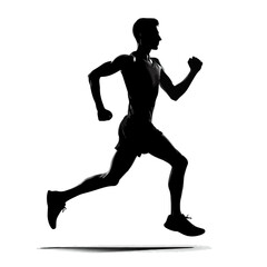 silhouette of a person running, silhouette of running man.
