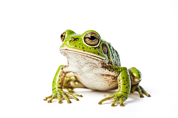 Obraz premium Green Tree Frog on White Background