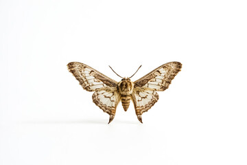 Fototapeta premium A Moth with Brown and White Wings on a White Background