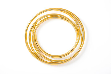 Gold Circle Rings on White Background
