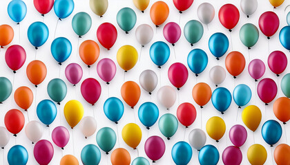 Fototapeta premium Colorful Balloons Arranged on a White Background