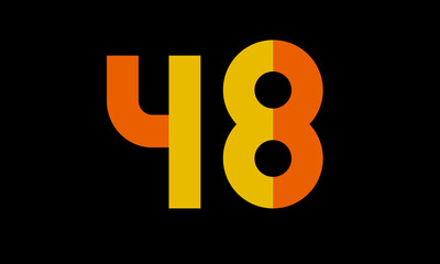 48 Orange Logo Number Half Yellow Simple
