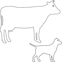 Set of black-and-white cartoon animals and bird creatures. Vector illustration isolated on white background with transparent background.