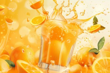 Orange Juice Splash with Fresh Citrus Fruits
