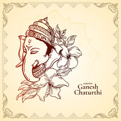 Elegant Happy Ganesh Chaturthi Indian traditional festival card