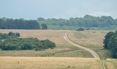 Fototapeta premium British army Airbus NH90 Special Forces variant helicopter in low level flight. Wilts UK
