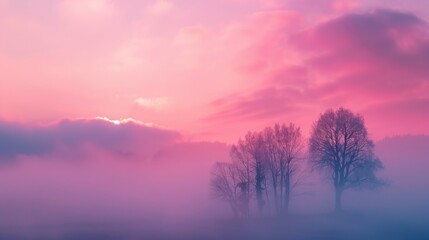 Fototapeta premium Misty Sunrise Landscape