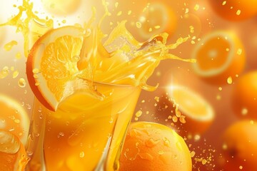 Orange Juice Splash with Fresh Fruit
