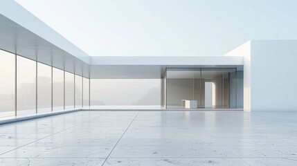 Modern Minimalist Architecture with Glass Walls and Open Space