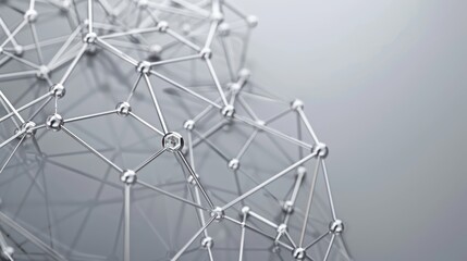 Complex silver plexus connections on a gradient gray background, ideal for business presentations, includes text space